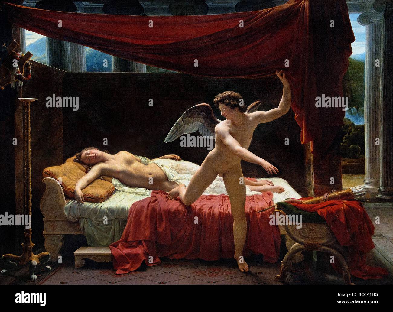 Cupidon L'amour et Psyché - Cupidon et Psyché 1817 François Edouard Picot France Français , Louvre Paris, Musée des Beaux-Arts, France, ( L'histoire parle de Psyché, une belle princesse qui est si belle que les gens l'adorent, ce qui rend jalouse la déesse Vénus (la déesse de l'amour). Vénus envoie son fils, Cupidon (Eros), pour faire tomber Psyché amoureux d'un monstre laid. Cependant, Cupidon lui-même tombe amoureux de Psyché et l'emmène dans son palais. Il lui interdit de le voir, mais la curiosité prend le dessus sur Psyché, et quand elle le voit la nuit, elle provoque sa colère.) Musée Louvre Paris Banque D'Images