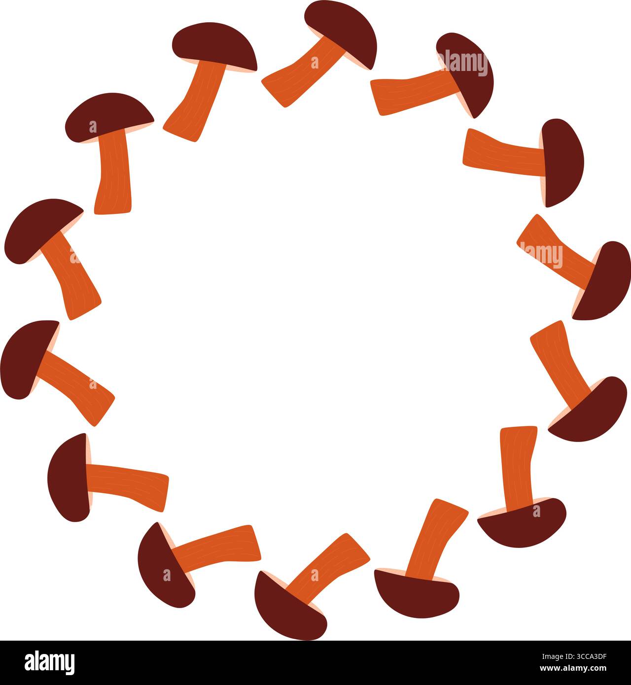 Couronne de champignons boletus d'automne. Modèle de cadre circulaire pour cartes de vœux ou impressions. Illustration plate confortable. Illustration de Vecteur