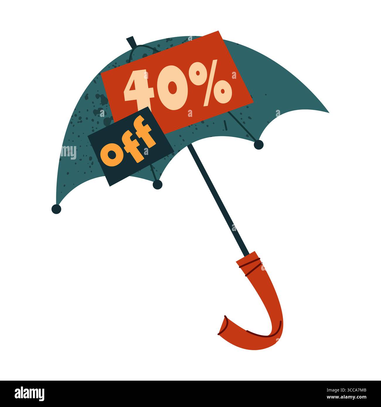 Autocollant vecteur de vente d'automne avec parapluie. Étiquette promotionnelle de réduction d'automne pour le prix. Affiche des prévisions saisonnières. Galerie marchande ou magasin, magasin ou supermarché offre spéciale ou étiquette d'offre. Publicité et vente au détail. Illustration de Vecteur