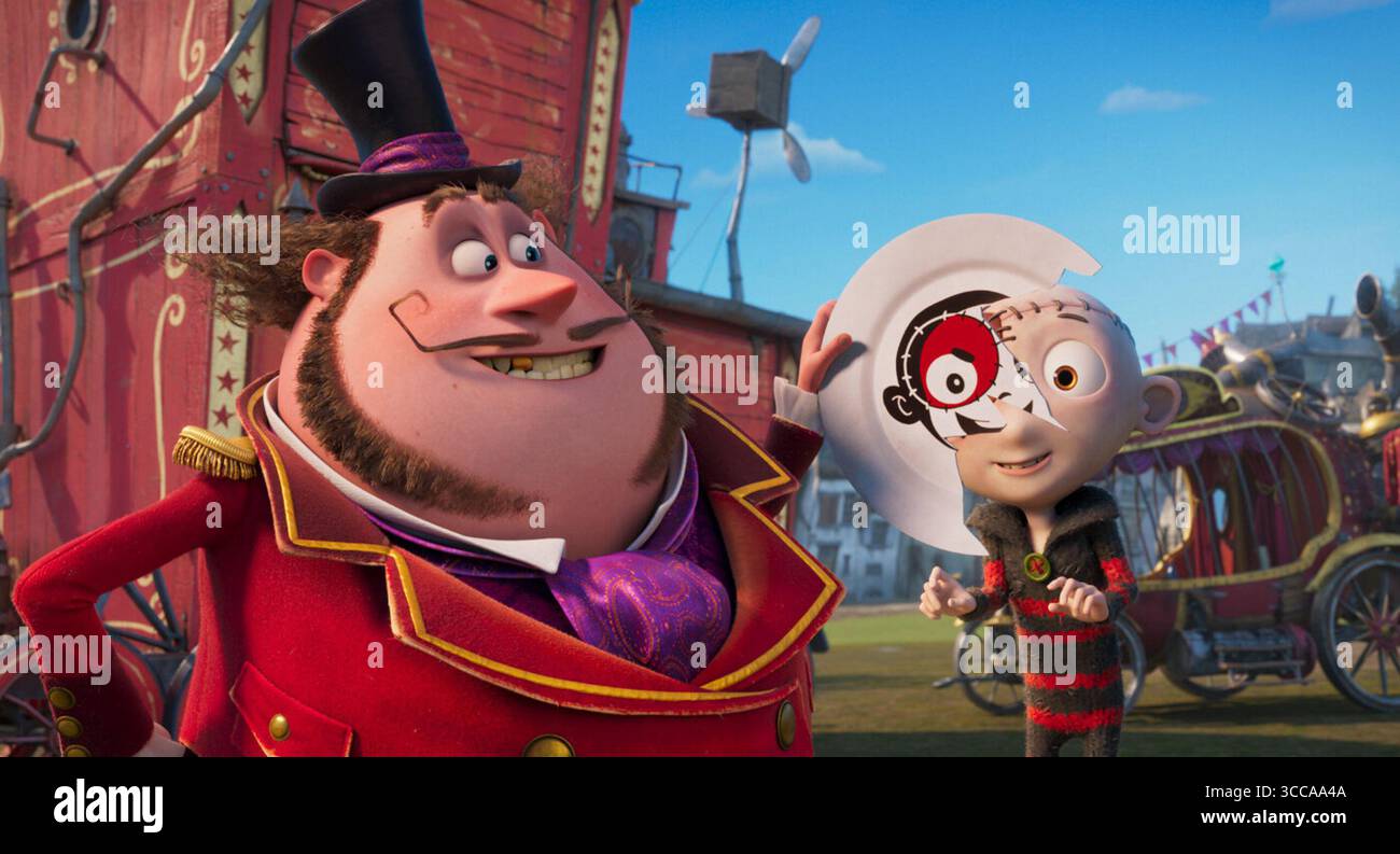 Stitch Head est un film de Steve Hudson sorti en 2025. Il suit Stitch Head, une petite créature réveillée par un professeur fou dans un château pour protéger les autres créations du professeur des habitants de la ville des arracheurs nubbin. Banque D'Images