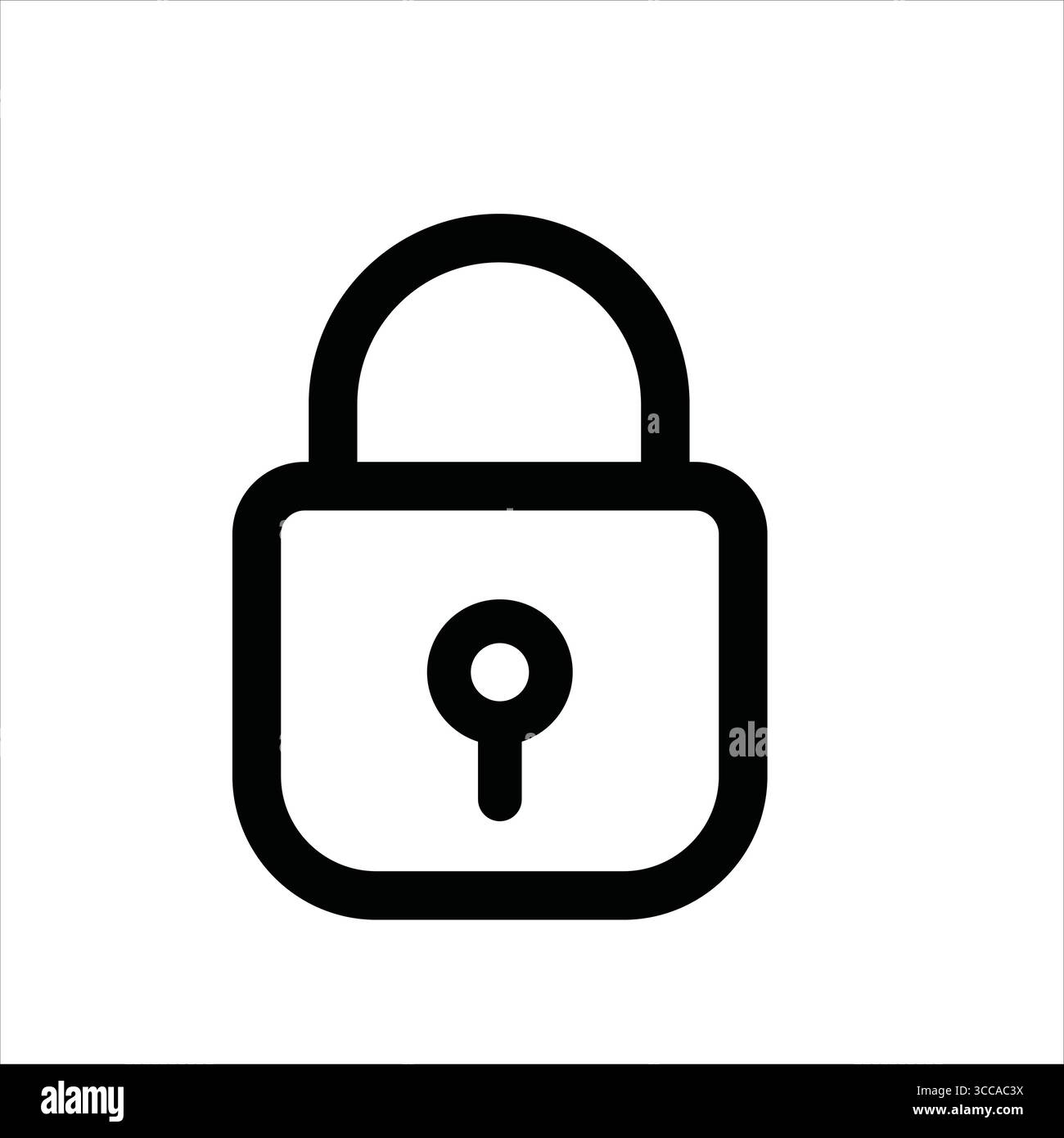Illustration graphique simple en noir et blanc d'une icône de sécurité de cadenas fermé sur fond blanc. symbolisant la sécurité et la protection Illustration de Vecteur