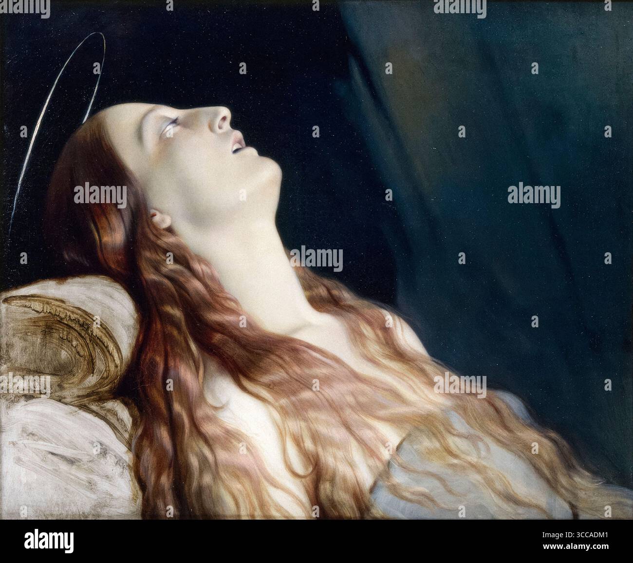 Paul Delaroche, l'épouse de l'artiste Louise Vernet sur son lit de mort, portrait peint à l'huile sur toile, 1846 Banque D'Images