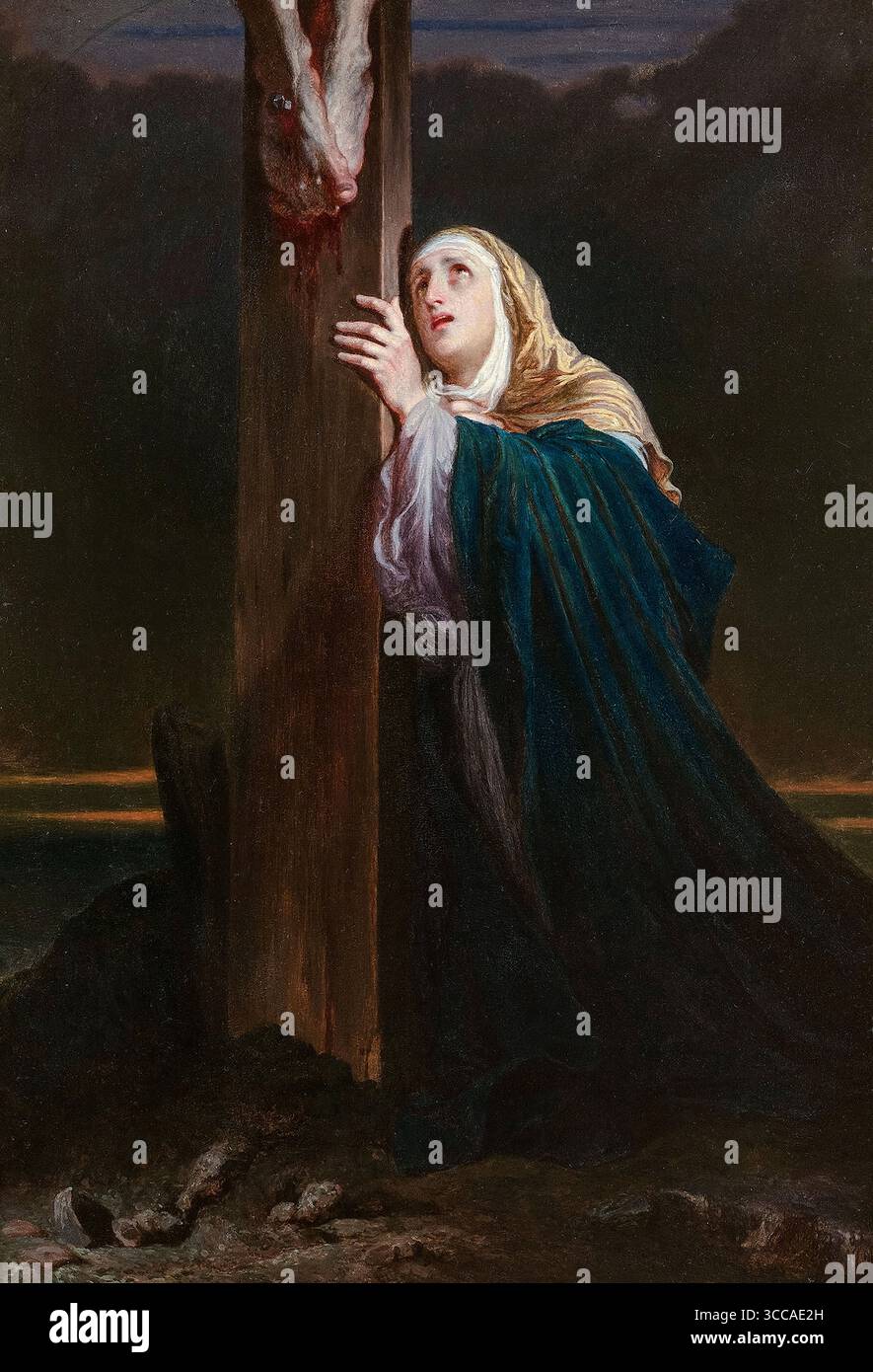 Paul Delaroche, la Vierge au pied de la croix, peinture à l'huile sur panneau, avant 1856 Banque D'Images Paul Delaroche, la Vierge au pied de la croix, peinture à l'huile sur panneau, avant 1856 Banque D'Images