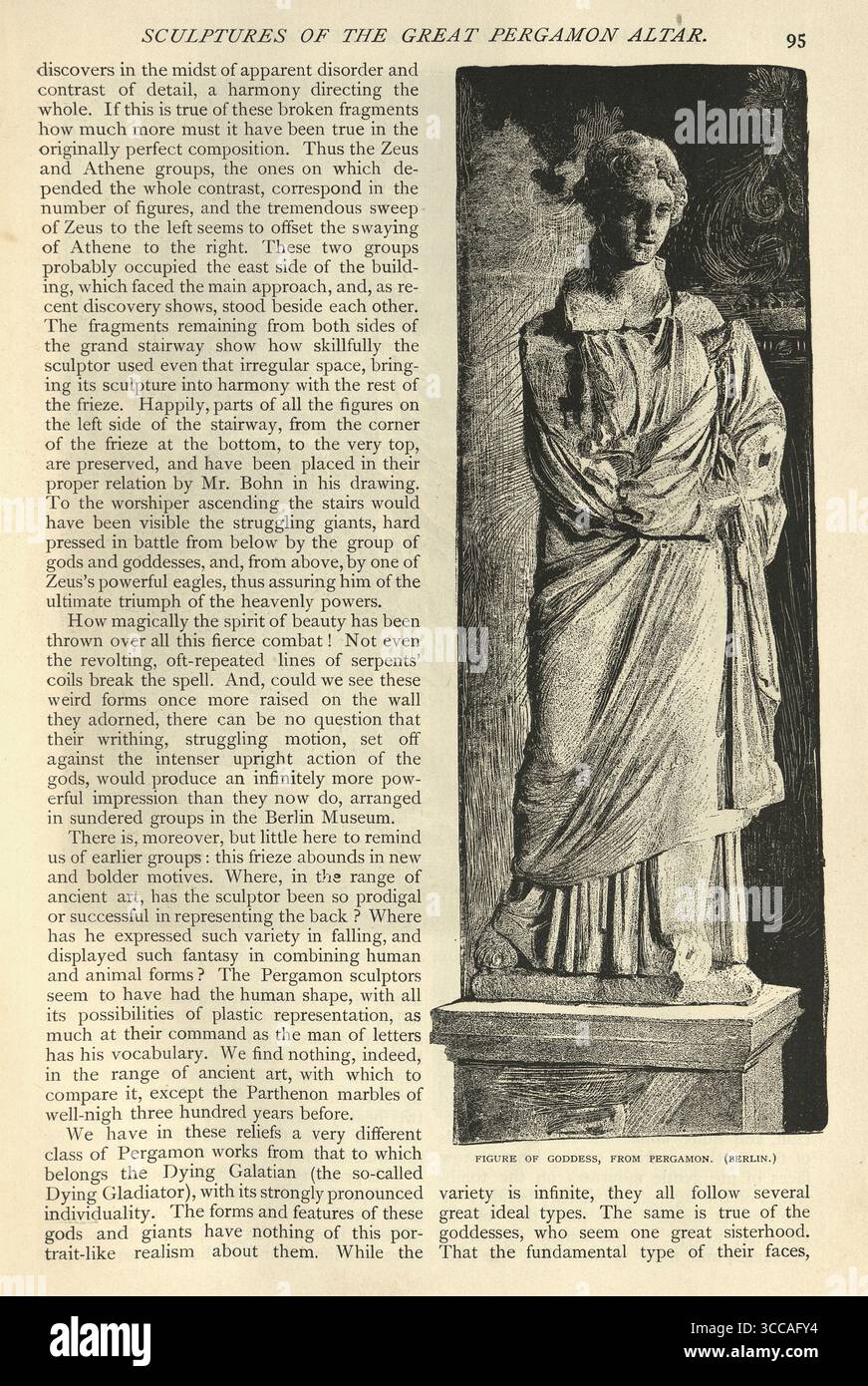 Grèce antique, Statue d'une Déesse, sculpture grecque du Grand autel de Pergame, illustration vintage du XIXe siècle Banque D'Images Grèce antique, Statue d'une Déesse, sculpture grecque du Grand autel de Pergame, illustration vintage du XIXe siècle Banque D'Images