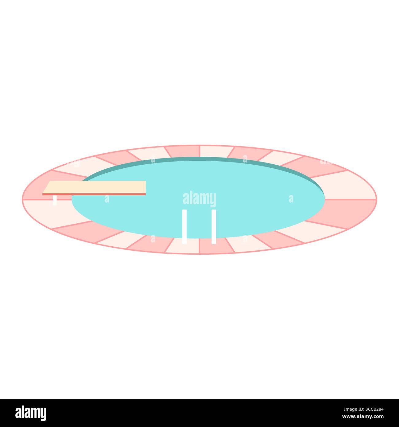 Illustration vectorielle de piscine ronde. Piscine vide mignonne avec plongeoir et échelle isolé sur fond blanc. Activité de loisirs sportifs pour les enfants Illustration de Vecteur