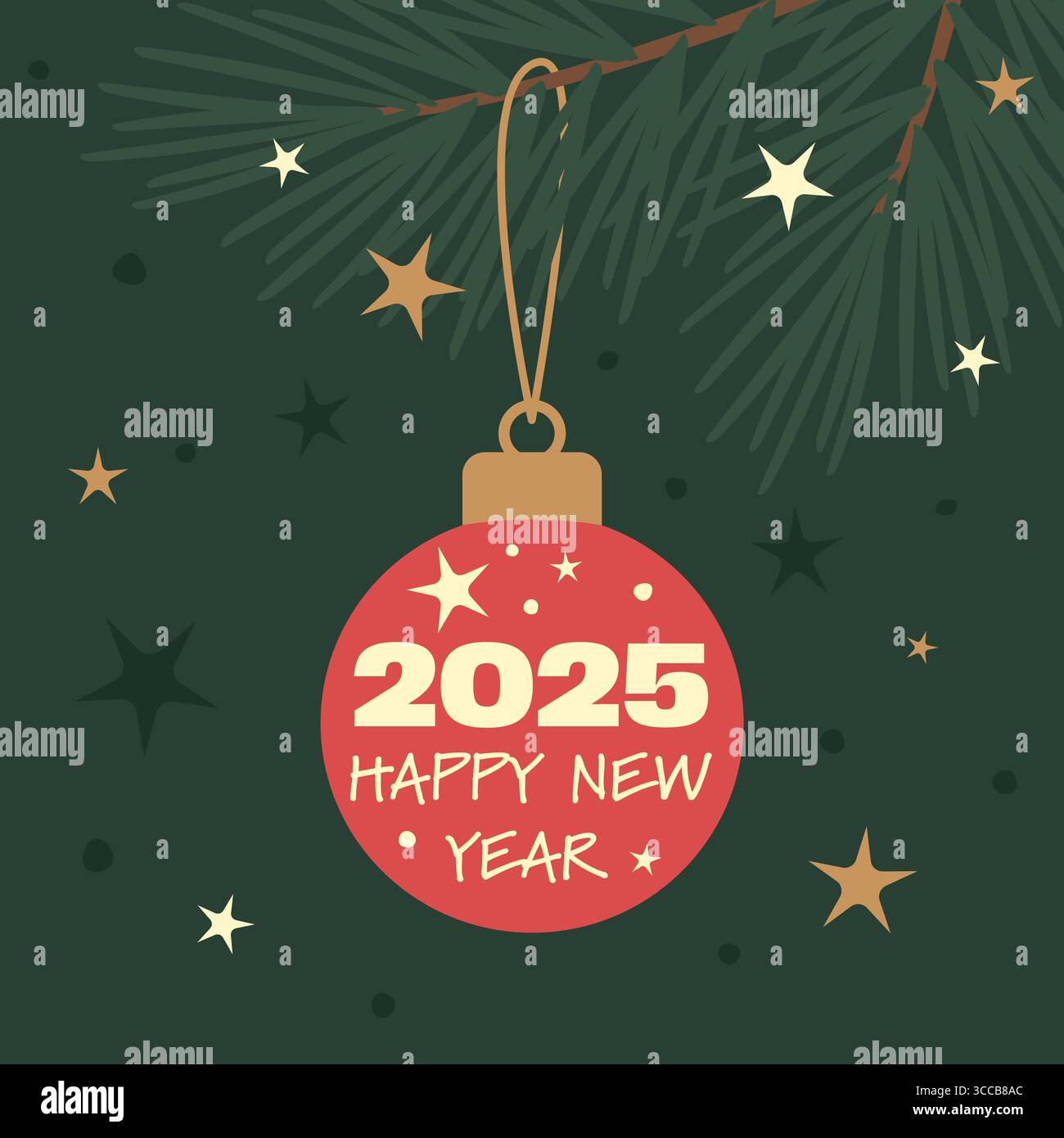 2025 bonne année écrit boule rouge - illustration vectorielle Illustration de Vecteur