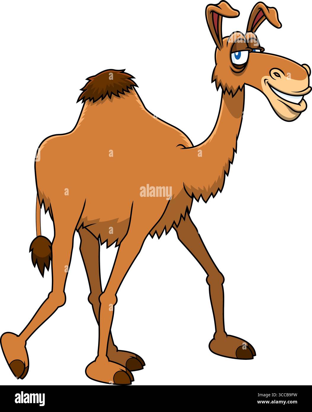 Drôle Camel Cartoon personnage marchant avec sourire confiant – illustration vectorielle Flat Design isolé sur fond transparent Illustration de Vecteur