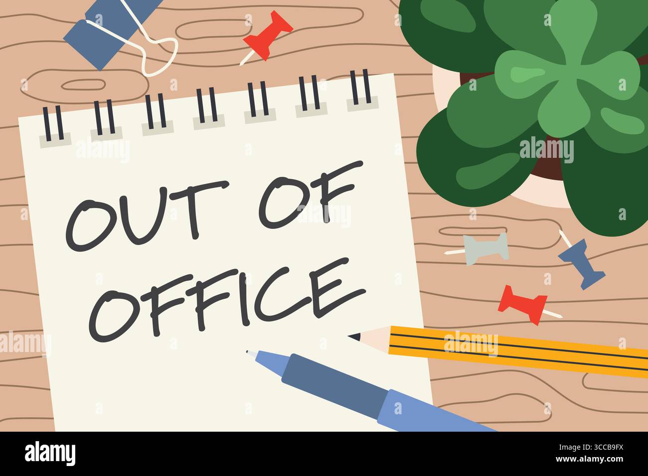 Absent du bureau écrit dans le bloc-notes ; PTO, concept de vacances - illustration vectorielle Illustration de Vecteur