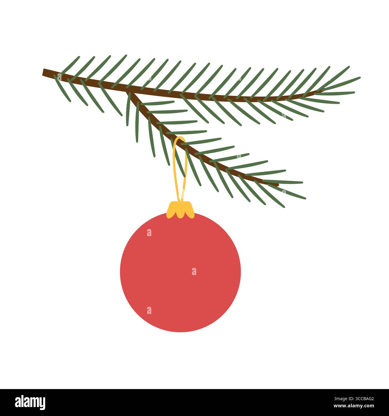 branches de sapin avec boule de noël rouge - illustration vectorielle Illustration de Vecteur