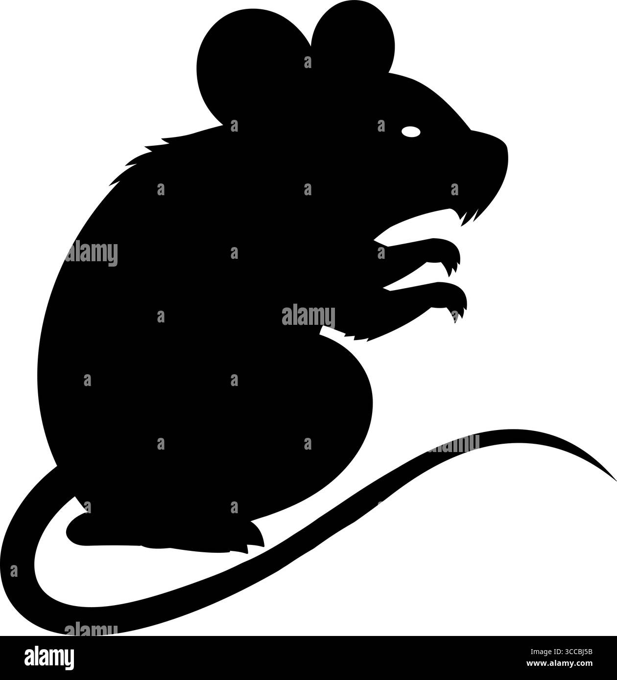 Rat, souris Black Silhouette. Illustration vectorielle dessinée à la main isolée sur fond transparent Illustration de Vecteur