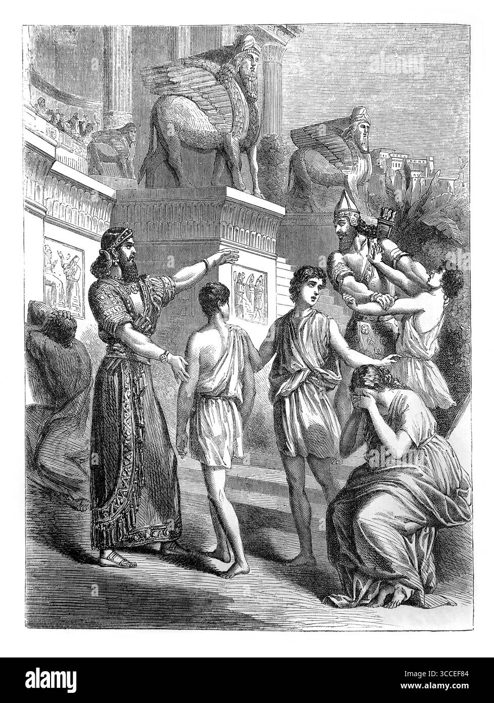 Illustration des enfants de captifs juifs vendus aux Grecs (Joël III 3,6) de l'Antiquité 19ème siècle la Sainte Bible contenant l'ancien Banque D'Images