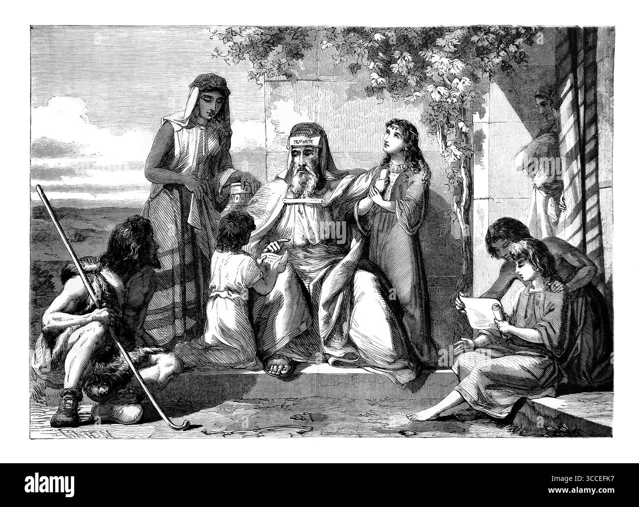 Illustration du Psaume CXIX.165 Grande paix ont ceux qui aiment ta Loi de l'Antiquité 19ème siècle la Sainte Bible contenant l'ancien et le Nouveau Testament Banque D'Images