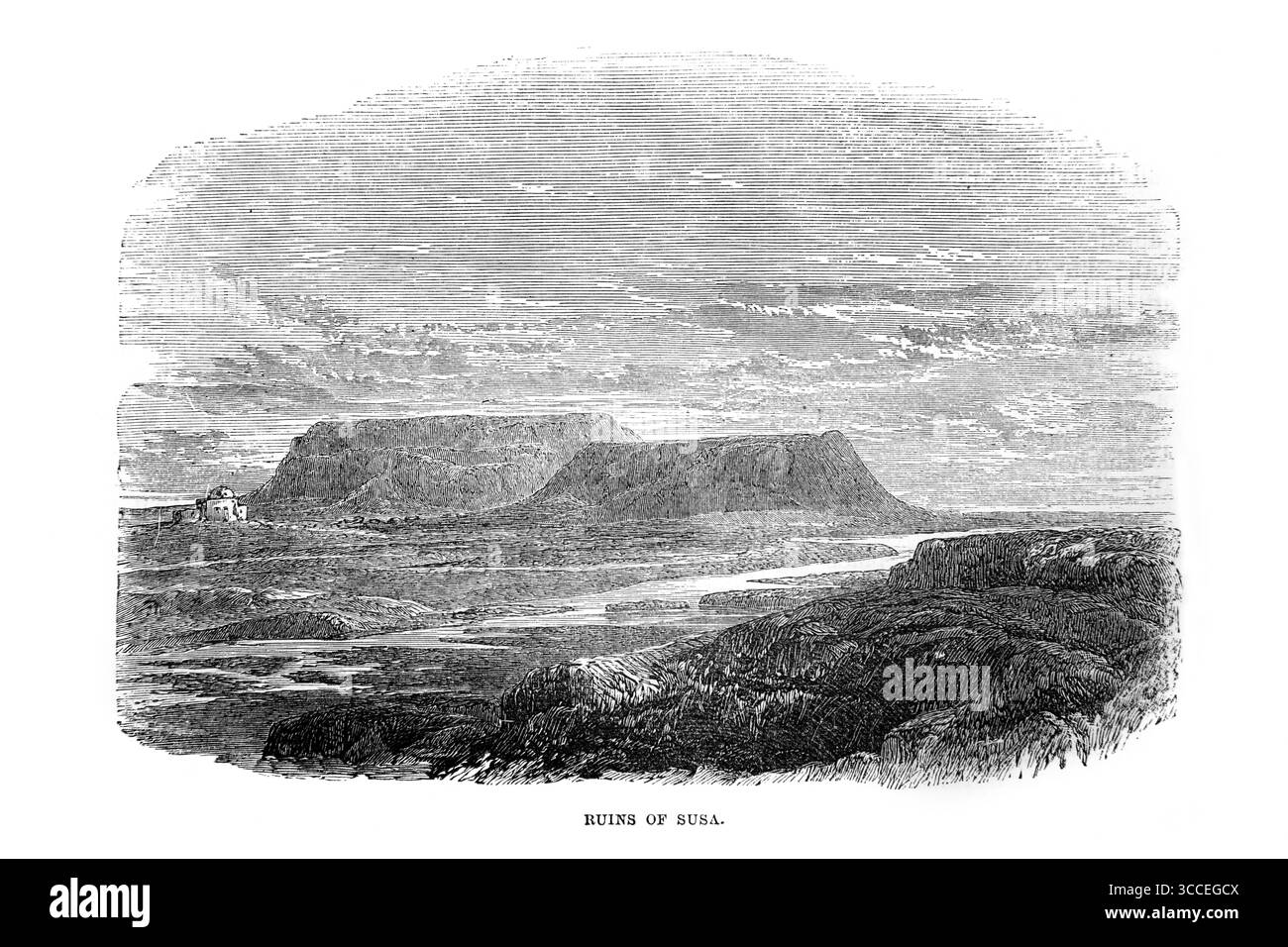 Illustration des ruines de Susa de l'Antiquité 19ème siècle la Sainte Bible contenant l'ancien et le Nouveau Testament avec Notes explicatives, références an Banque D'Images