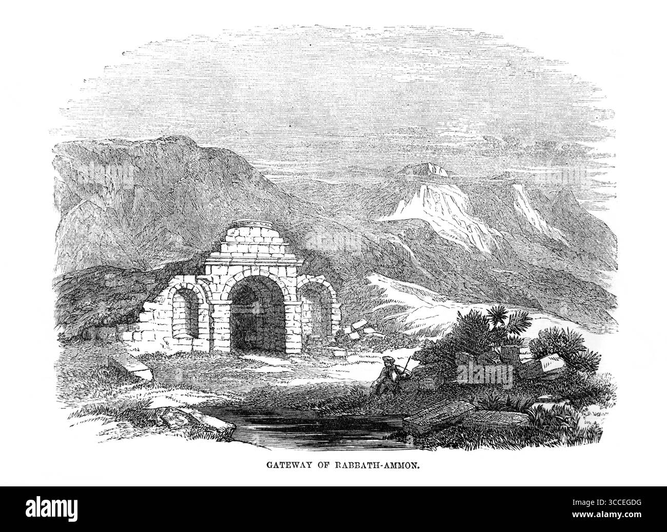 Illustration de la porte de Rabbath-Ammon capitale des Ammonites ancien Testament de l'Antiquité 19ème siècle la Sainte Bible contenant l'ancien et ne Banque D'Images