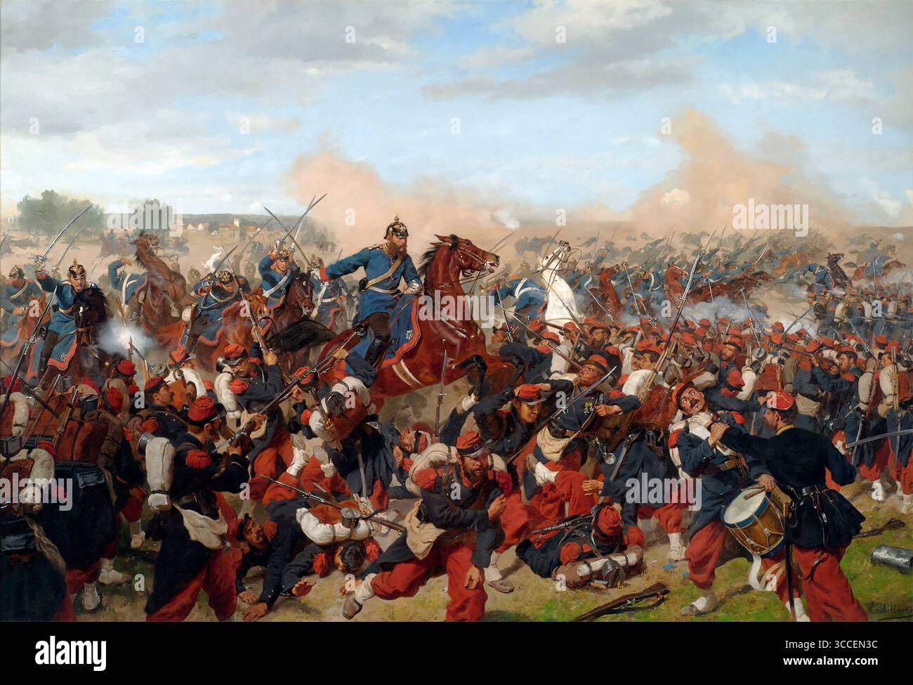 Guerre franco-prussienne. Tableau montrant Heinrich XVII, Prince Reuss, sur le côté du 5e escadron I Guards Dragoon Regiment à mars-la-Tour, 16 août 1870 par Emil Hünten, 1902 Banque D'Images