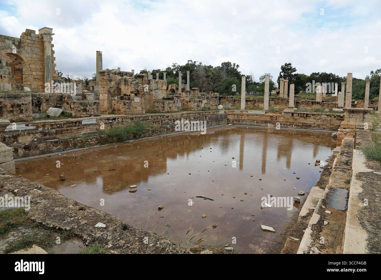 Piscine aux bains d'Hadrien à Leptis Magna dans l'État de Libye Banque D'Images