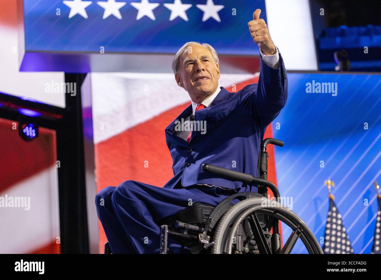 Milwaukee, Wisconsin - 17 juillet 2024 : le gouverneur du Texas Greg Abbott à la Convention nationale républicaine. Banque D'Images