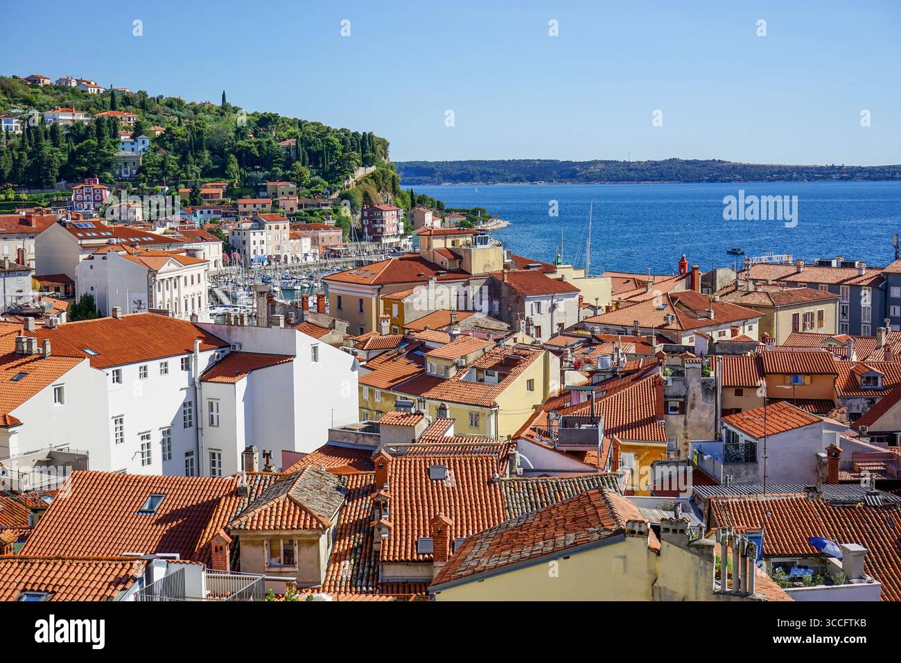 Toits de Piran, Slovénie Banque D'Images