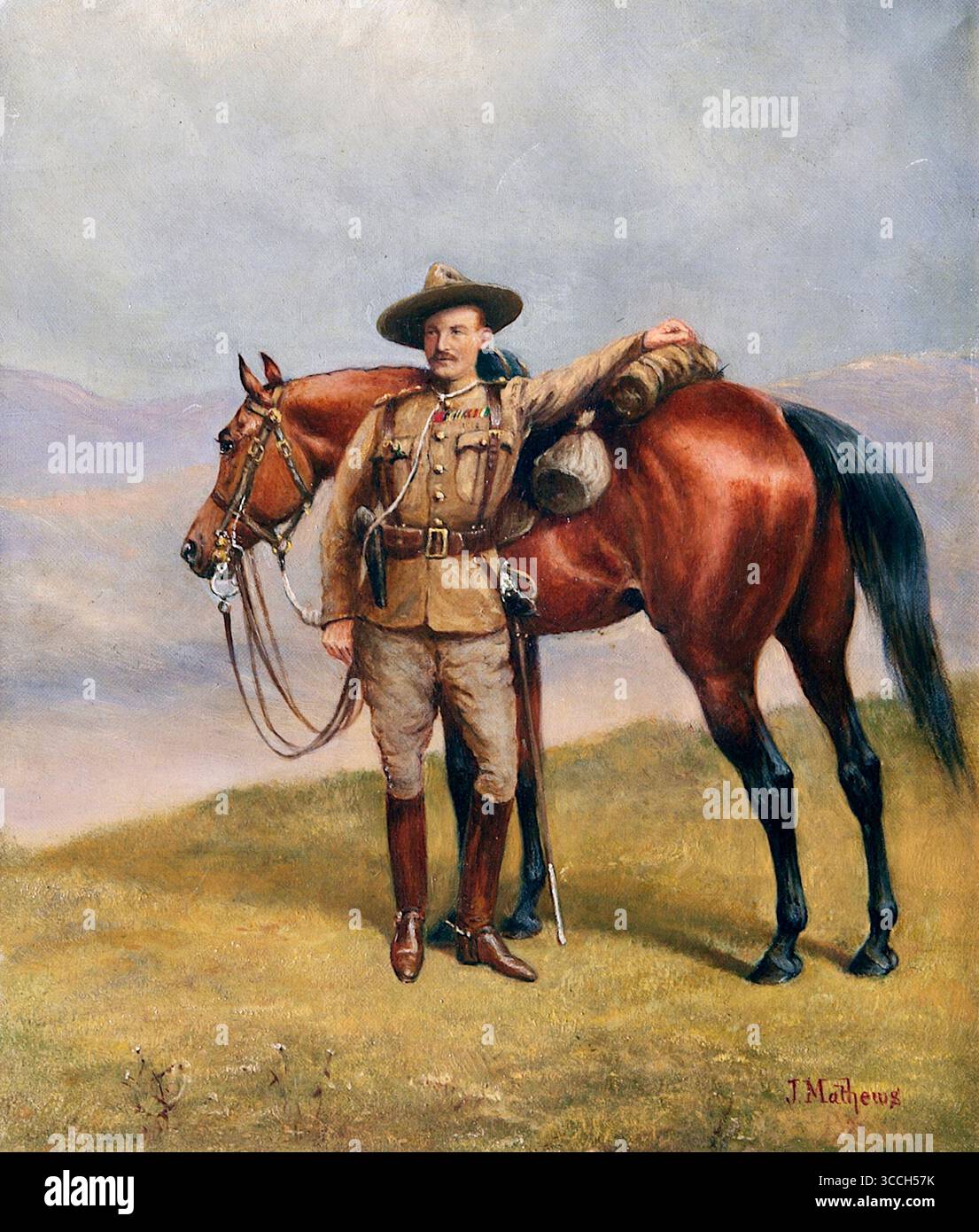 John Edward Chapman Mathews - Robert Baden-Powell en uniforme de la Constabulary sud-africaine - 1901 Banque D'Images