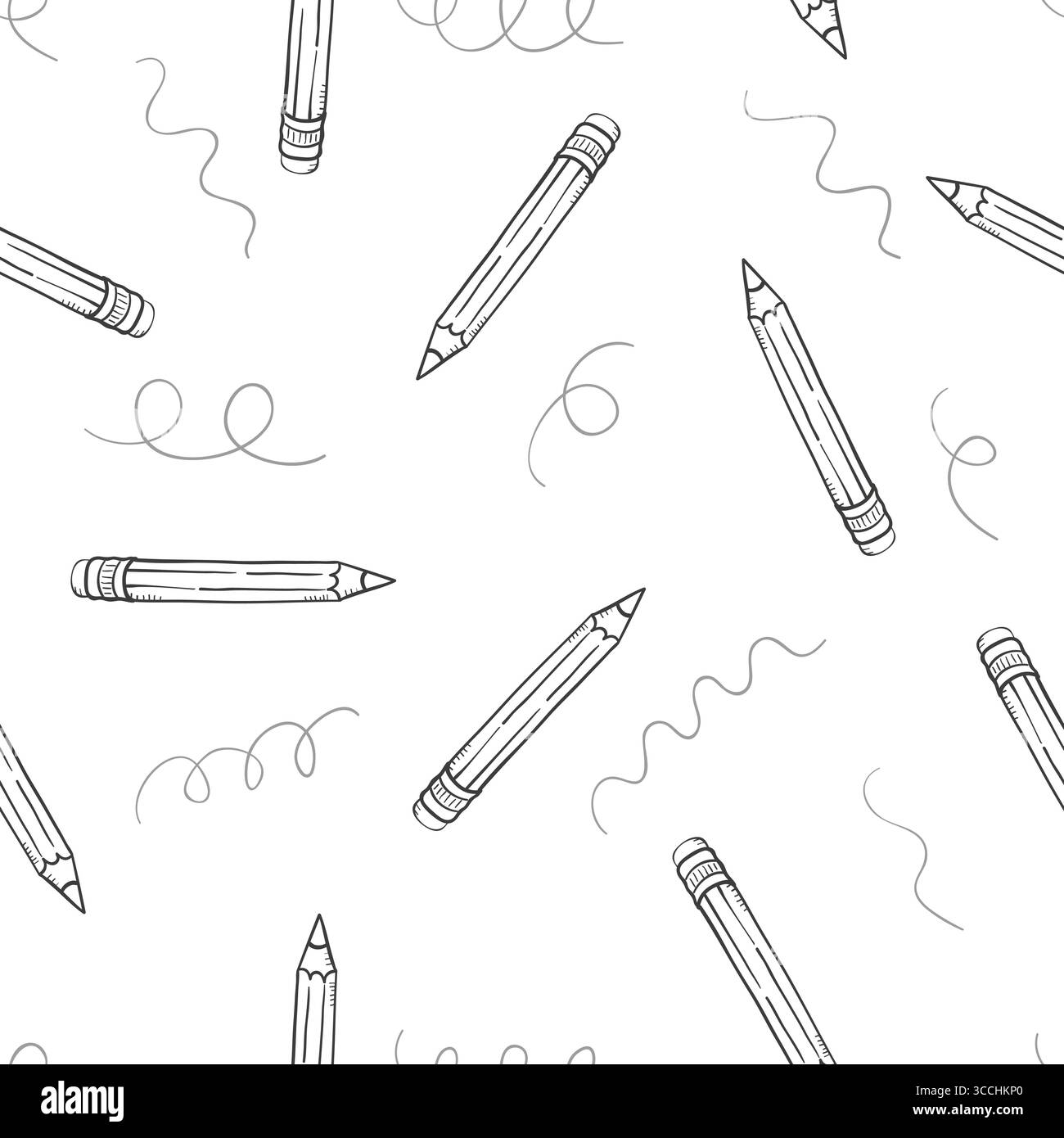 Motif sans couture avec crayons doodle. Illustration vectorielle de retour à l'école Illustration de Vecteur