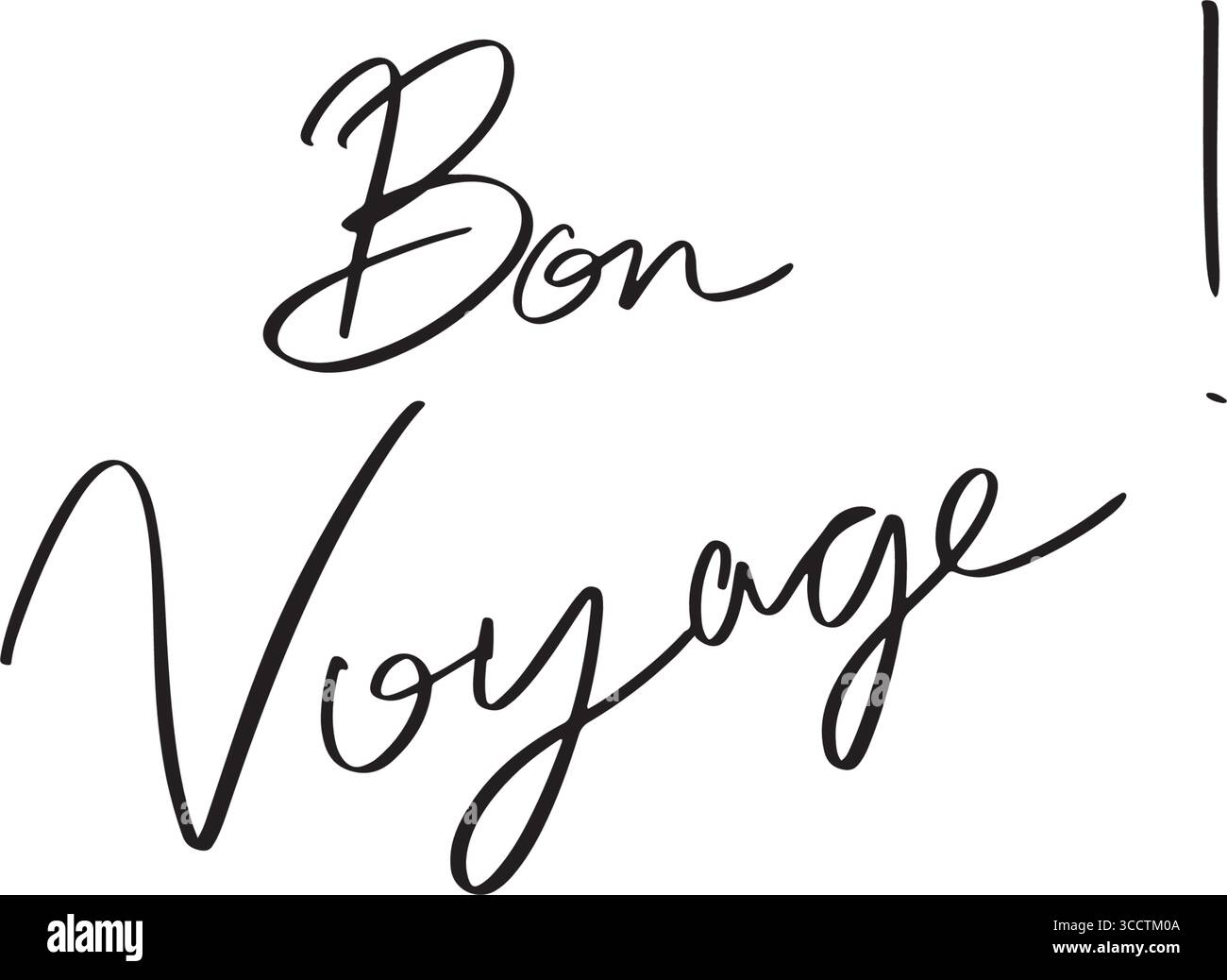 Bon voyage texte police calligraphie écriture manuscrite script couleur noir objet bon voyage vacances joyeuses vacances voyage tour tourisme w Illustration de Vecteur
