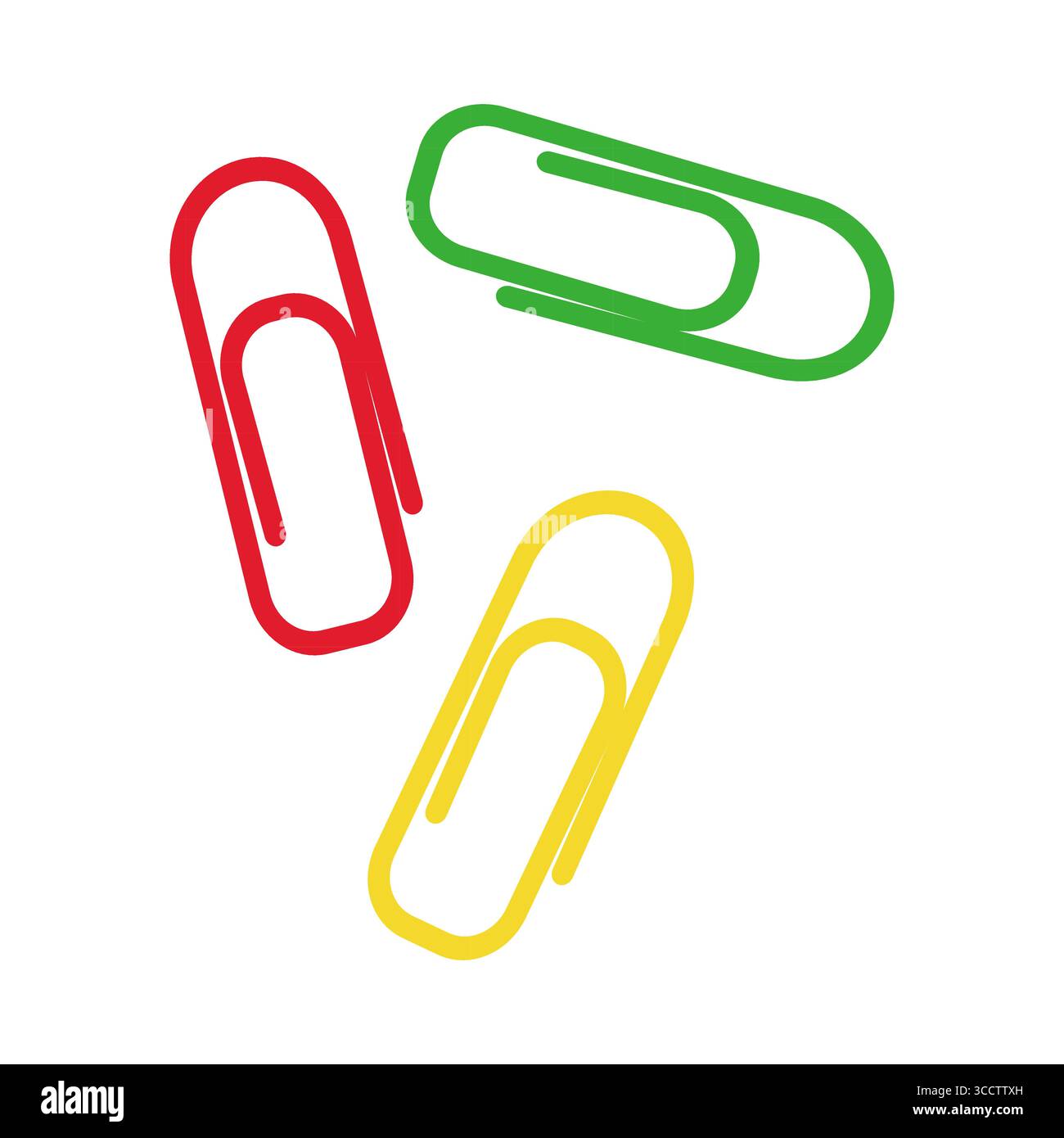 Trombones colorés en rouge, jaune et vert sur fond blanc Illustration de Vecteur
