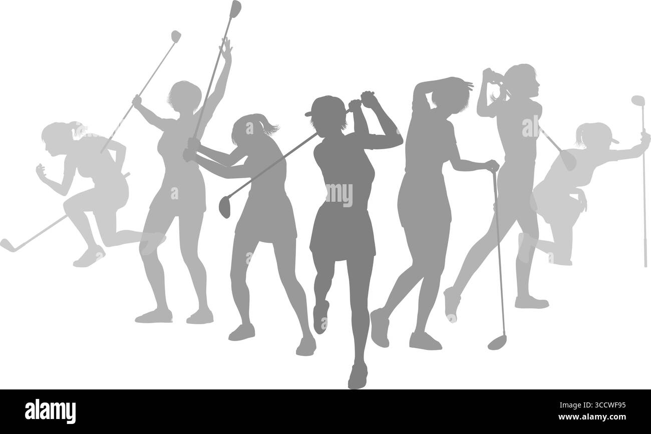 Golfeurs Golf Silhouette Golf personnes silhouettes Illustration de Vecteur