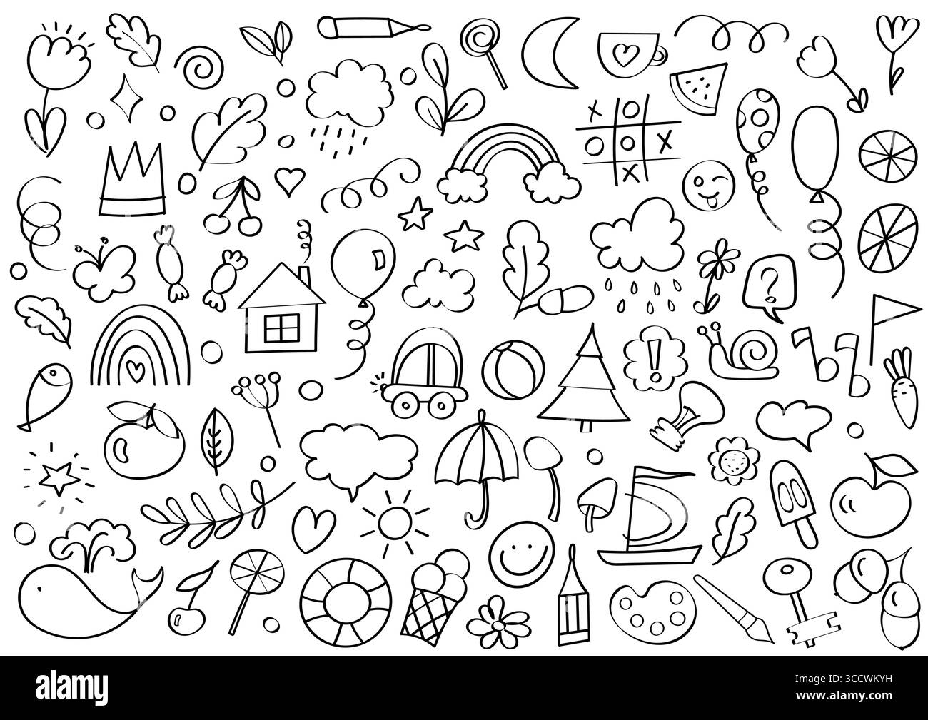 Griffonne des dessins simples pour enfants avec des marqueurs et des vecteurs EPS dessinés à la main Illustration de Vecteur