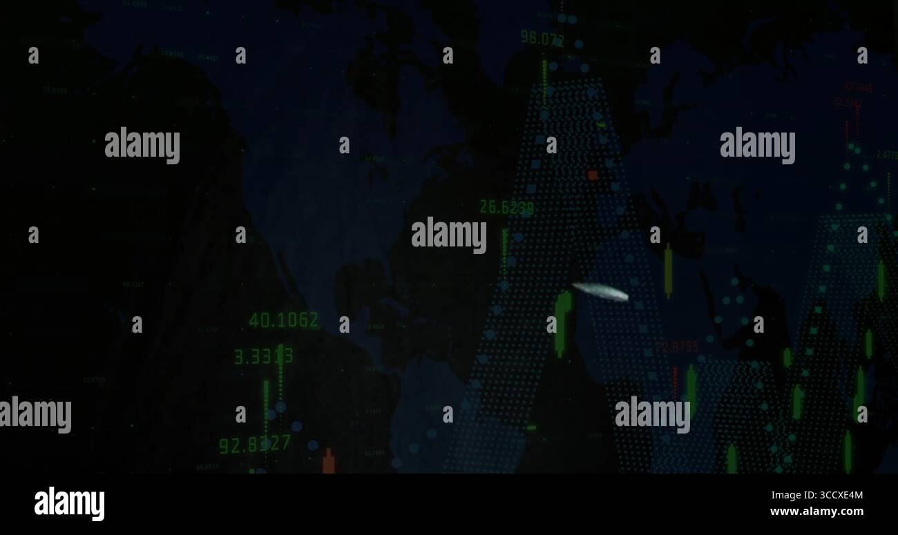 Affichage du graphique triangulaire en pointillés pointant vers le haut sur l'interface utilisateur, avec des chandeliers et des superpositions numériques Banque D'Images