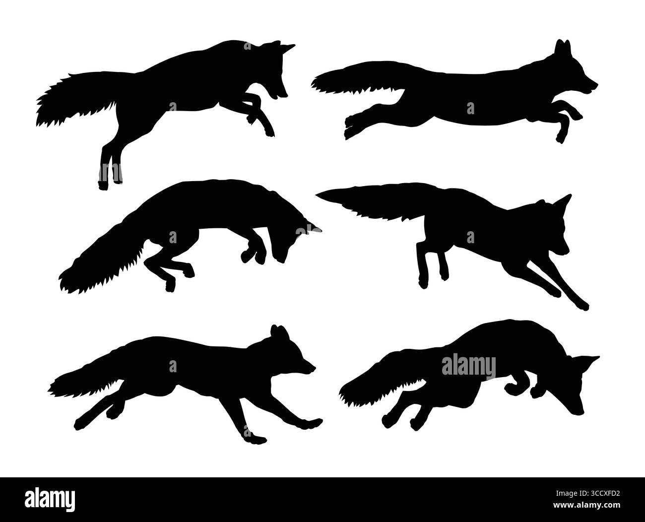 Les silhouettes de renards en course. Illustration de Vecteur