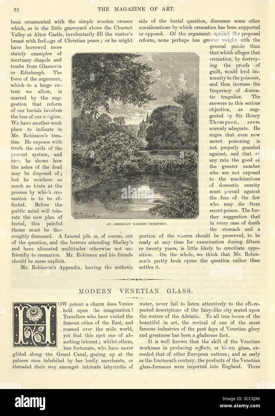 Un cimetière de jardin américain, illustration Vintage du XIXe siècle, années 1880 Banque D'Images