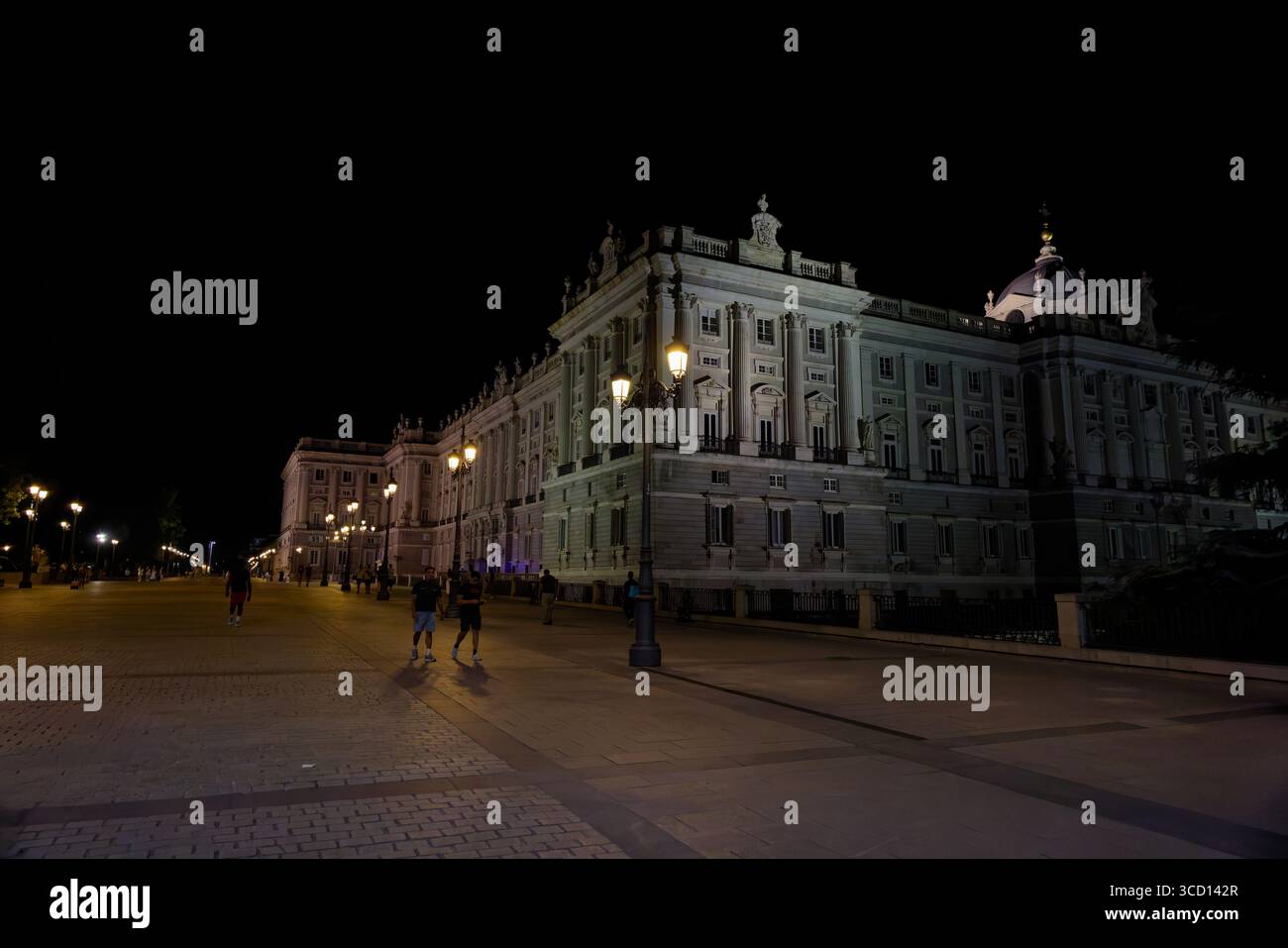 Le Palais Royal de Madrid la nuit Banque D'Images