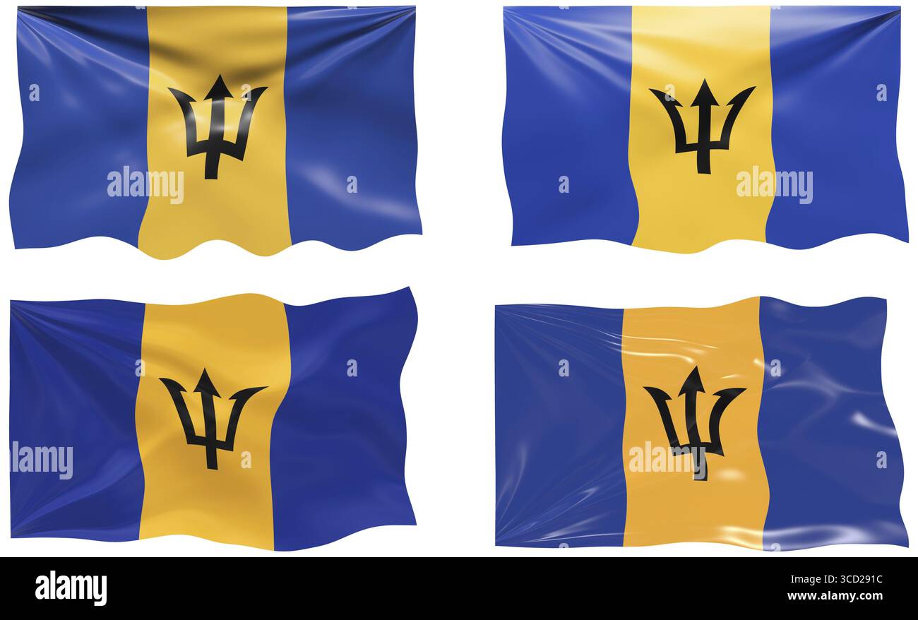 Grande Image du drapeau de la Barbade Banque D'Images