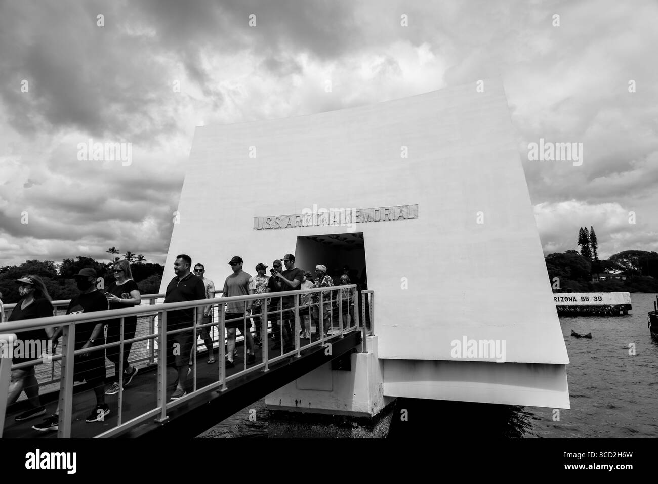 Waikiki, Hawaï - 29 mars 2022 : détails architecturaux du Pearl Harbour Memorial à Honolulu Banque D'Images