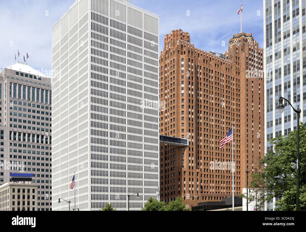 Gratte-ciel modernes dans le centre-ville de Detroit, Michigan, États-Unis. Moderne Hochhaeuser in der Innenstadt von Detroit, Michigan Banque D'Images