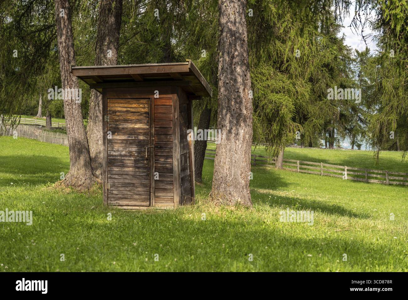 Petite maison en bois dans la forêt - Un endroit calme sur le Salten dans le Tyrol du Sud Banque D'Images