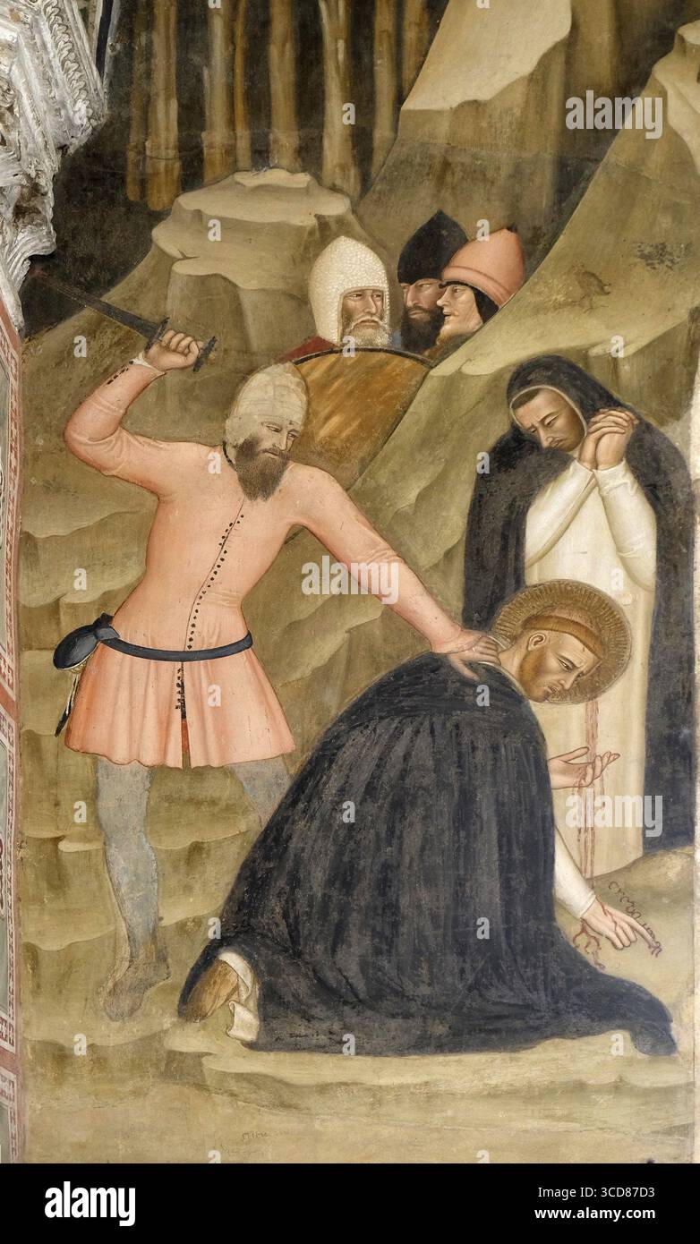 Le Martyre de saint Pierre, fresque par Andrea di Bonaiuto, chapelle des Espagnols à Santa Maria Novella Eglise Dominicaine Principal à Florence, Italie Banque D'Images