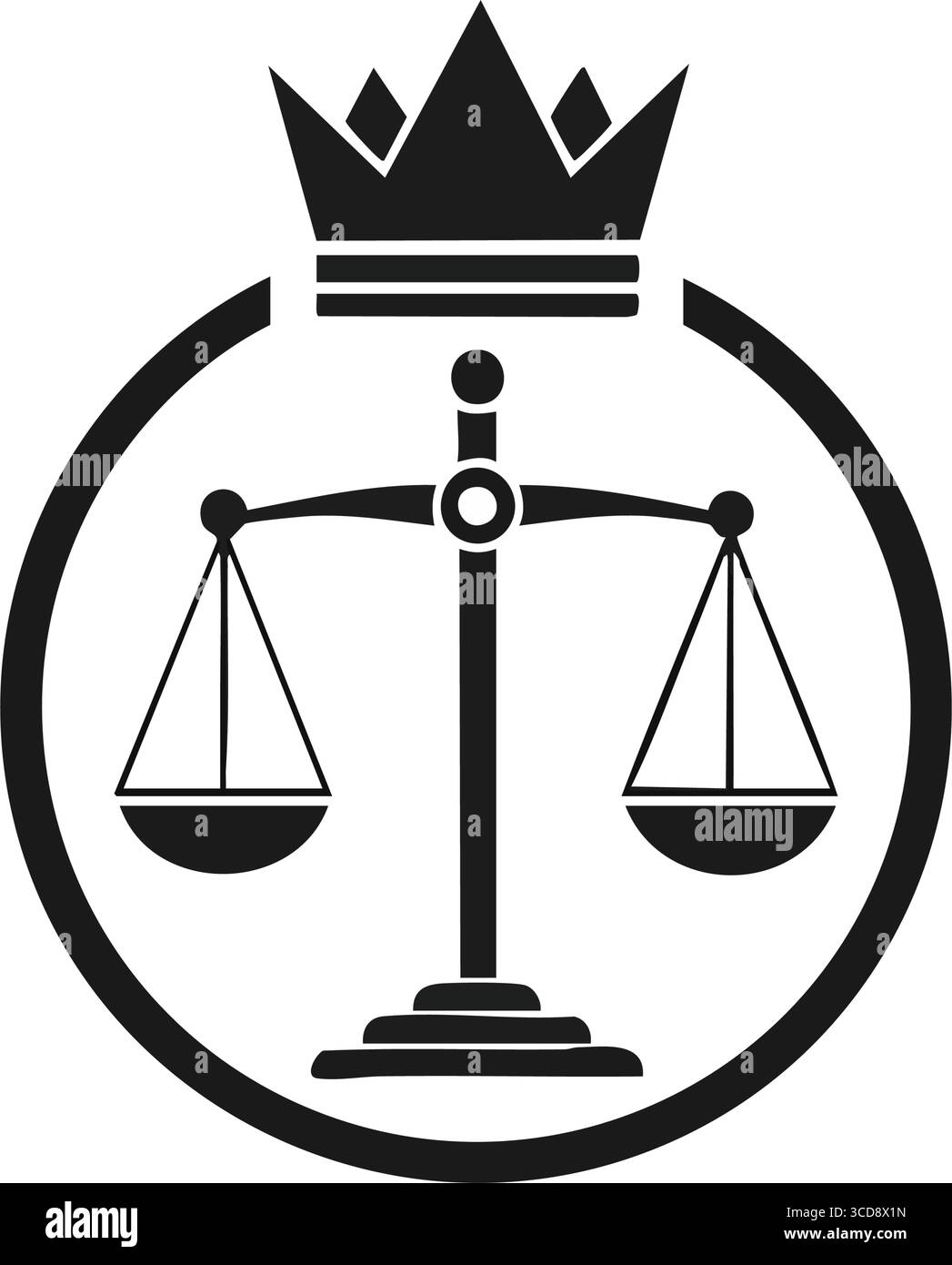 Symbole de balance de justice souveraine. Un emblème élégant avec une couronne majestueuse au sommet d'un instrument de pesage, transmettant l'autorité suprême, l'équité et le t Illustration de Vecteur Symbole de balance de justice souveraine. Un emblème élégant avec une couronne majestueuse au sommet d'un instrument de pesage, transmettant l'autorité suprême, l'équité et le t Illustration de Vecteur
