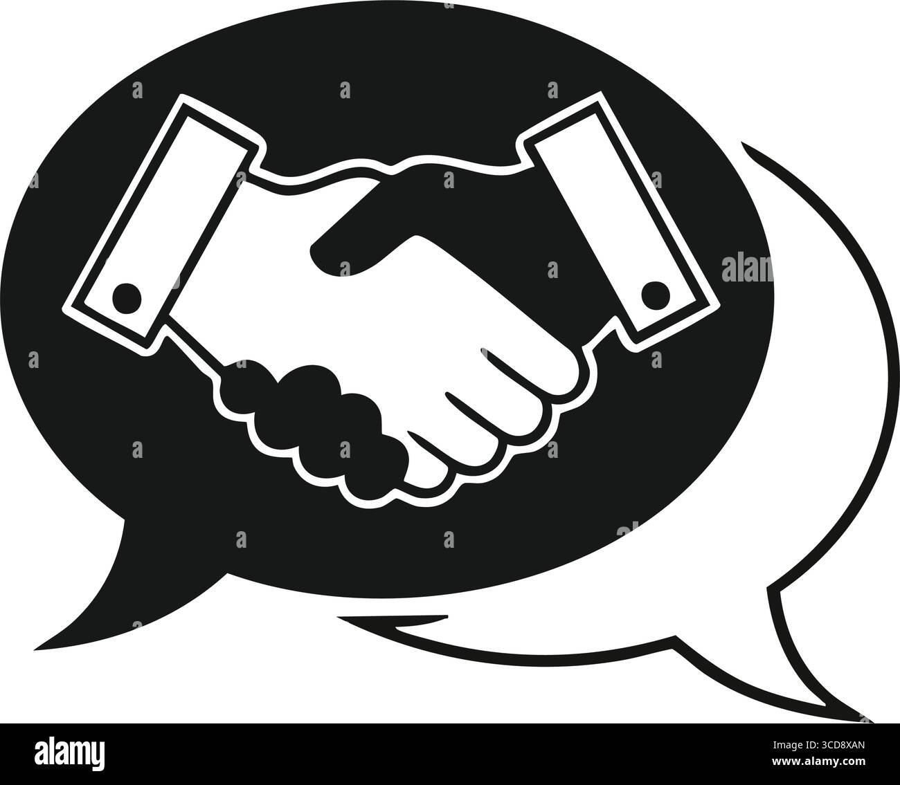 Symbole de dialogue de partenariat. Illustre un accord réussi et une discussion collaborative au sein des bulles de discours. Parfait pour les concepts de confiance, teamwo Illustration de Vecteur