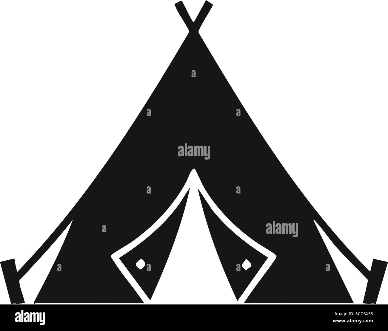 Icône de tente de camping minimaliste. Ce graphique vectoriel propre représente un abri simple. Il évoque des sentiments d'aventure en plein air, d'exploration de la nature, et un p Illustration de Vecteur