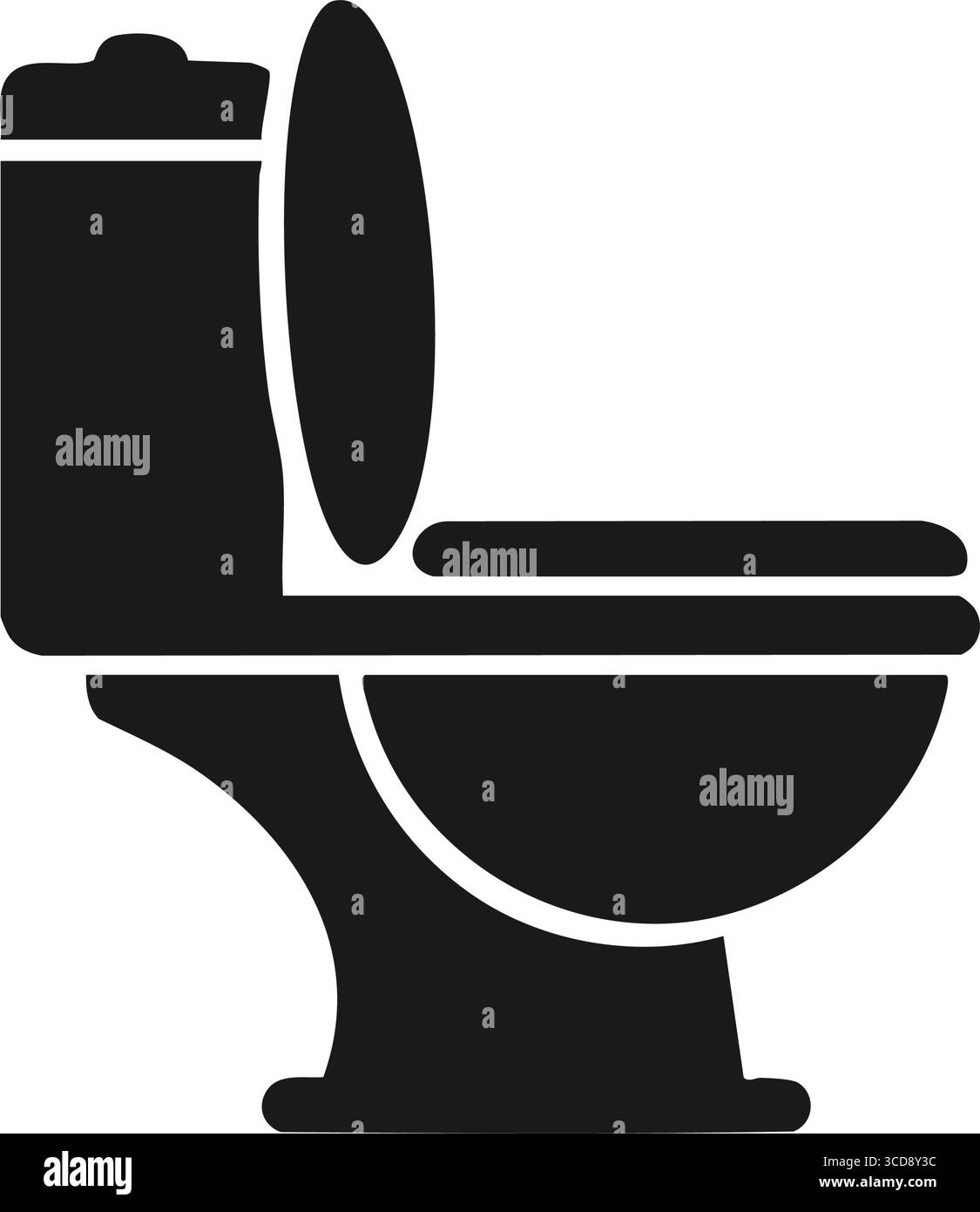 Toilettes de salle de bain symbole noir. Illustration monochrome simple du luminaire de toilettes. Essentiel pour indiquer les commodités publiques, l'hygiène et le lavage privé Illustration de Vecteur