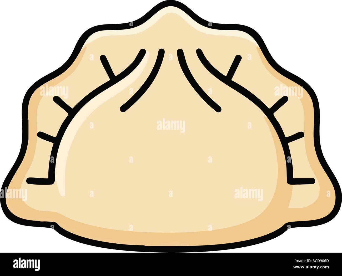 Délicieuse icône asiatique Dumpling Flat. Un délicieux colis de nourriture cuit à la vapeur avec des bords plissés, parfait pour les menus et les designs culinaires. Ce vecteur simple re Illustration de Vecteur