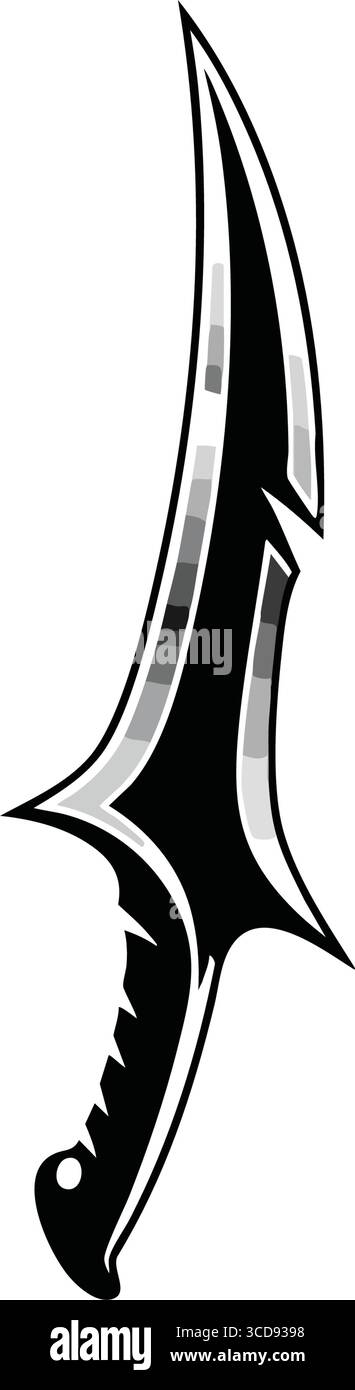 Elégante illustration de lame abstraite Cette forme abstraite élégante et étincelante incarne un design et une puissance de pointe. Ses lignes nettes sur un fond sombre symbolisent Illustration de Vecteur