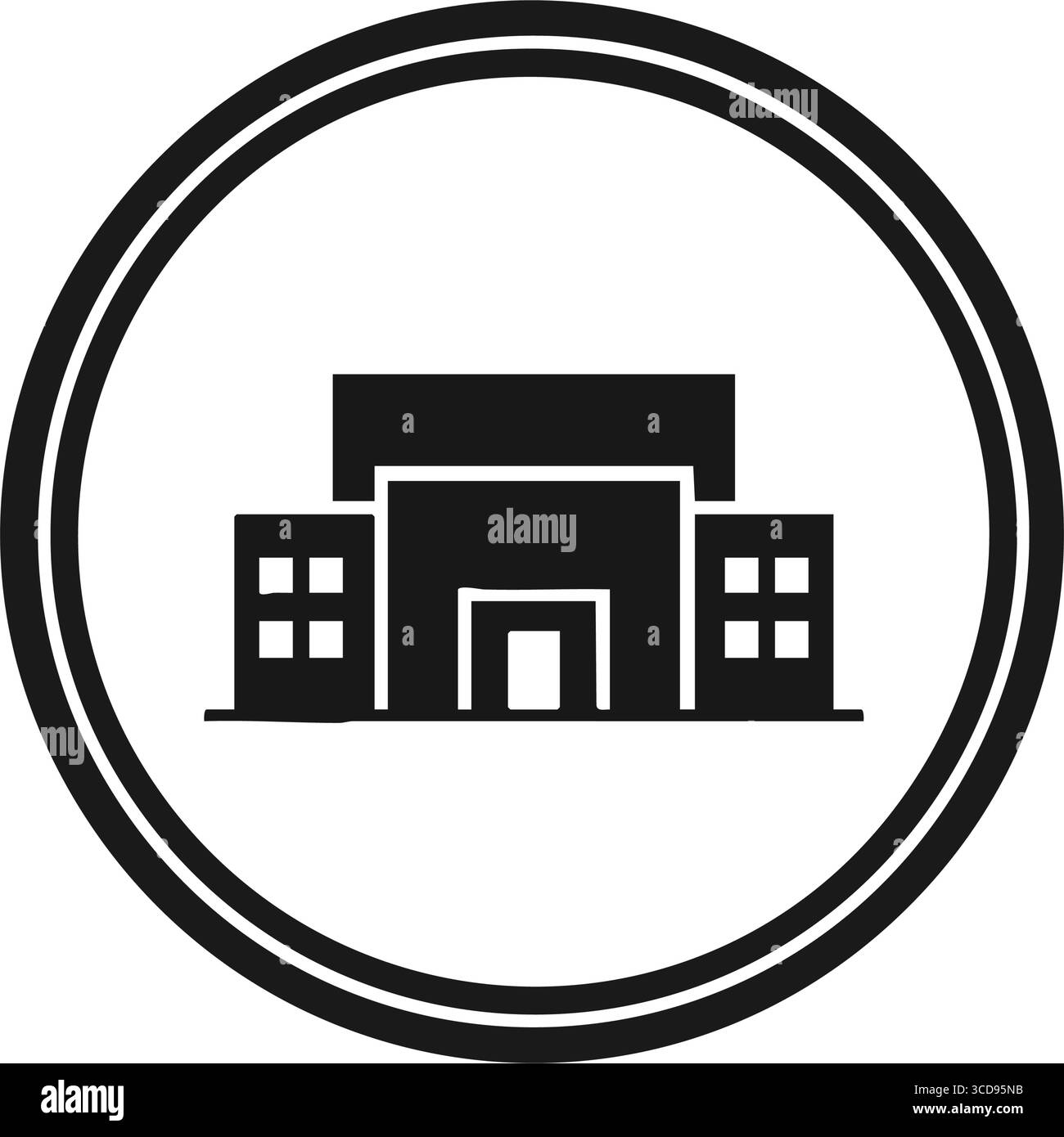 Graphique d'icône de bâtiment. Illustration vectorielle minimaliste propre d'une structure centrale, idéale pour les affaires, l'éducation ou les services publics. Représente ESTA Illustration de Vecteur