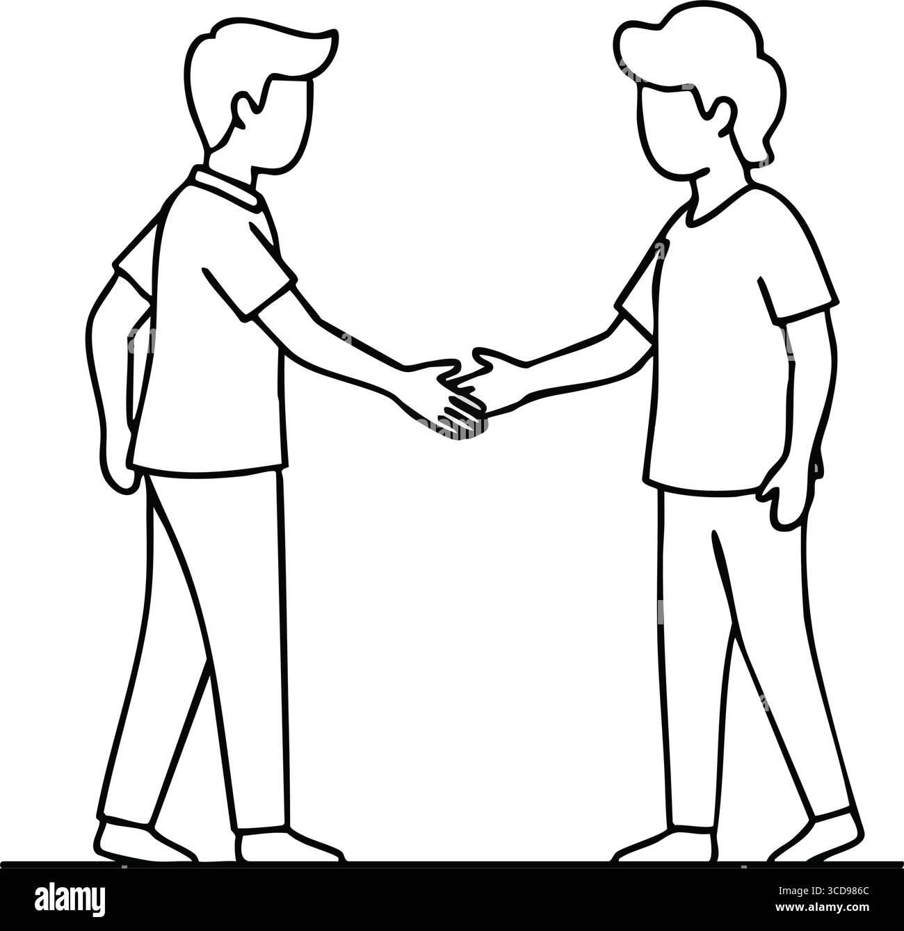 Illustration de la poignée de main de l'accord. Ce graphique minimaliste représente deux individus qui concluent un accord. Il symbolise le partenariat, la confiance et le succès col Illustration de Vecteur