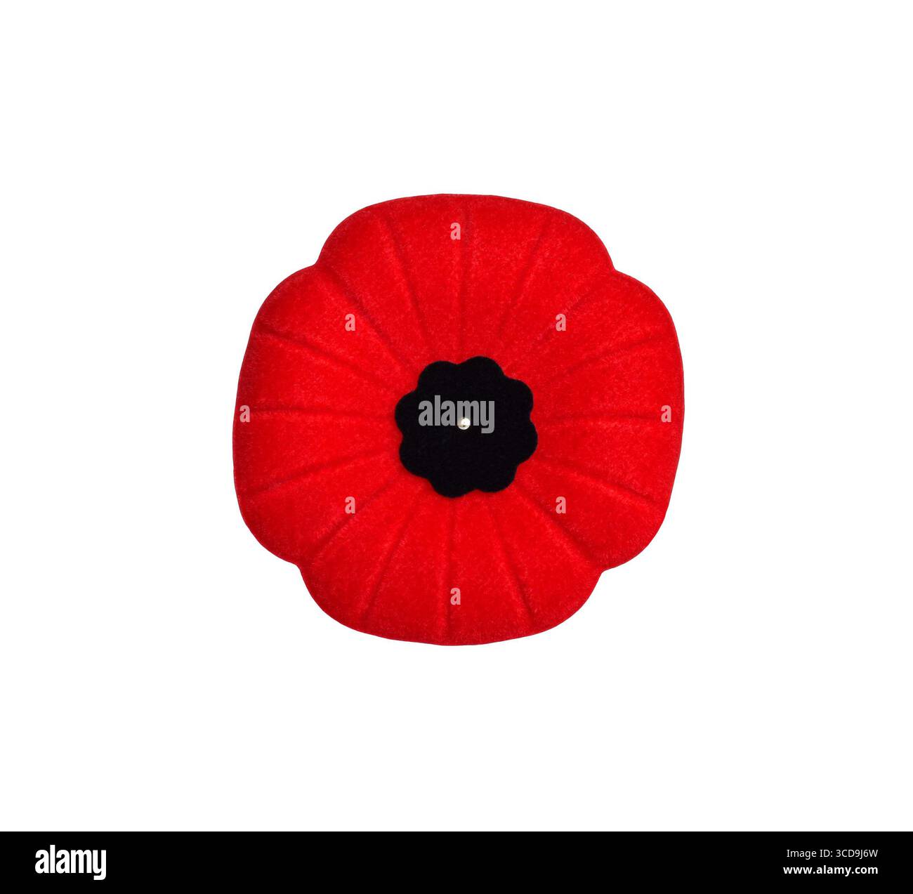 Rouge jour du souvenir épingle de coquelicot découpe isolée sur blanc Banque D'Images