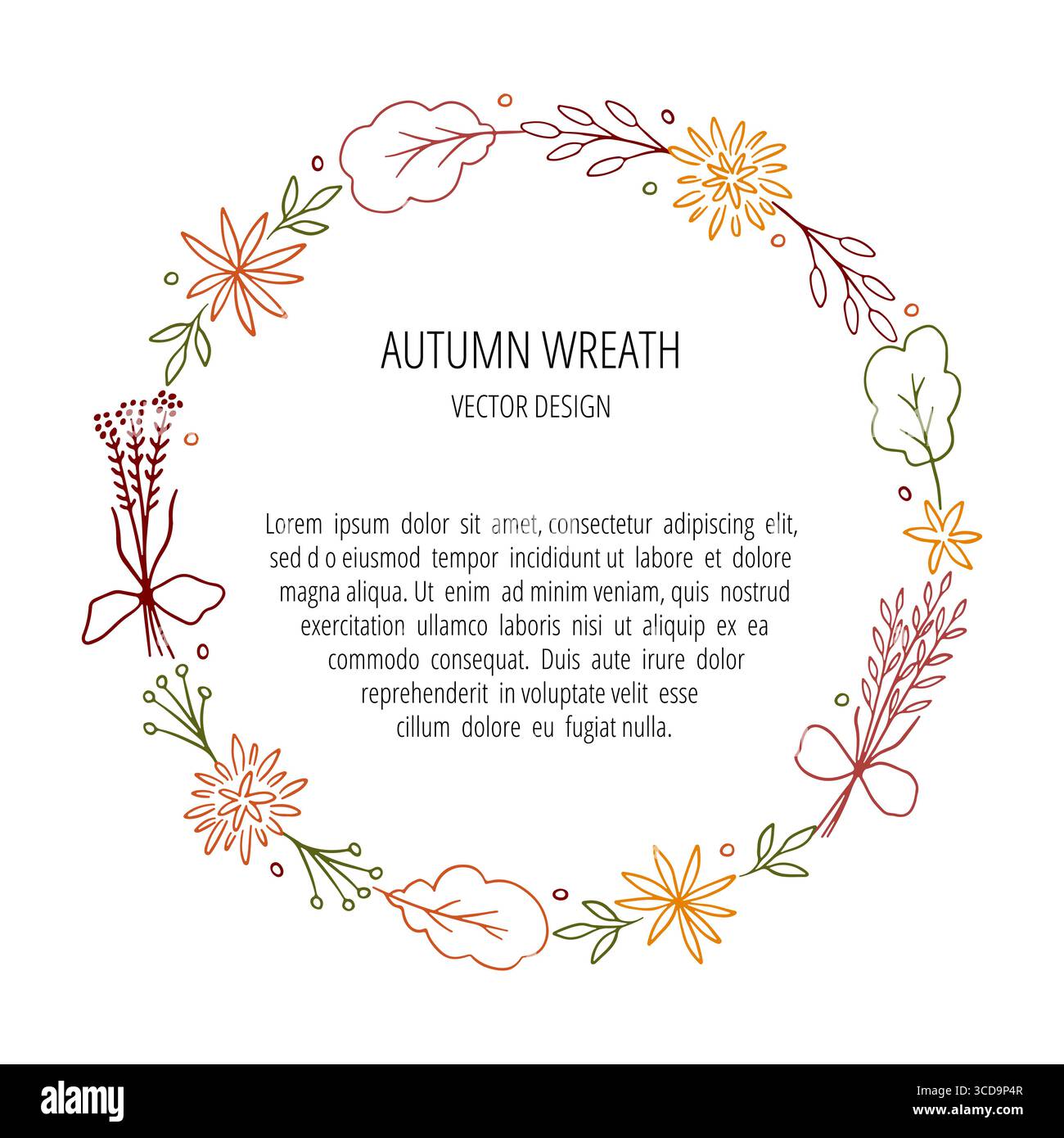 Dessin de couronne fantaisiste d'automne dessiné à la main Illustration de Vecteur