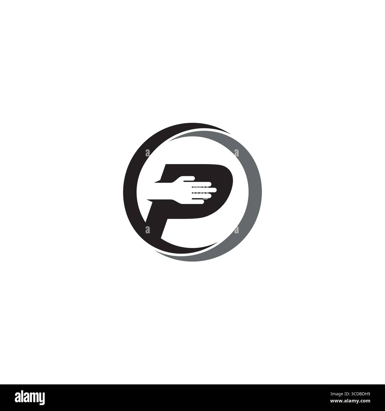 Lettre P et logo de main ou conception d'icône Illustration de Vecteur