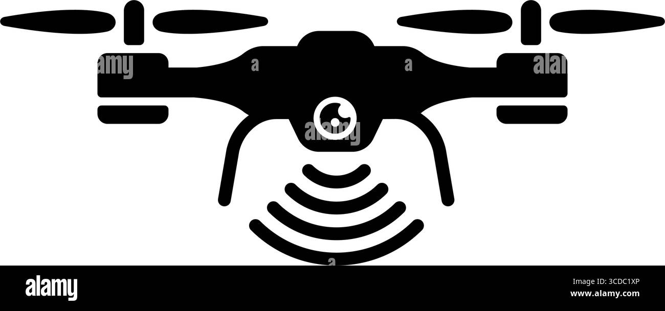 Drone, illustration d'icône vectorielle quadcopter (ondes radio) Illustration de Vecteur