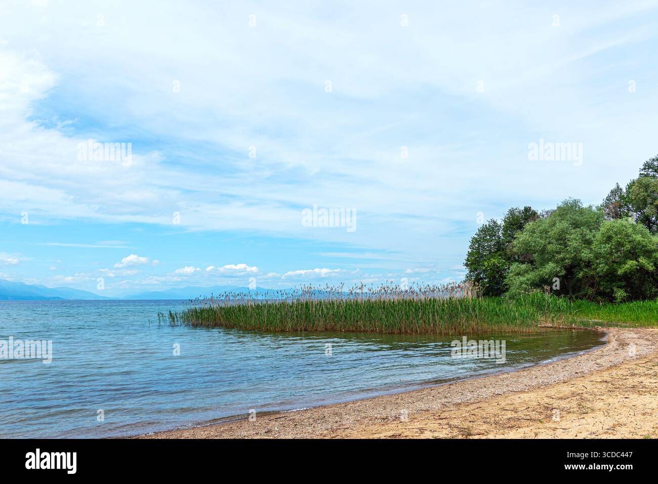 Les rives du lac Ohrid près du monastère de Sveti Naum. Banque D'Images